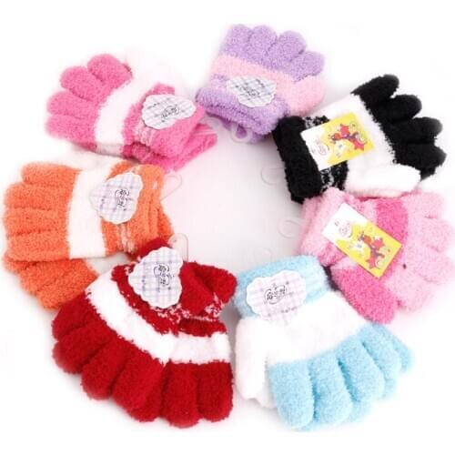 Cute Infant Baby Kid Full Finger Warm Winter Gloves Toddler Knit Rainbow Mittens GXMB