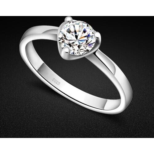 Fashion heart-shaped ring. Solid 925 sterling silver woman ring. Dazzling 5A zircon ring. Wholesale Charm silver jewelry. gift