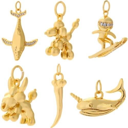 Sea Jewelry Charms Cute Surf Man Whale Diy Pendant Charms Zircon Designer Jewelry Making Charms for Earrings Necklace Bracelet