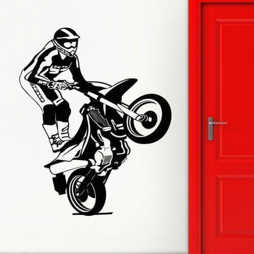Motorcycle Vinyl Decal Race Extreme Sports Freestyle Wall Stickers for Living Room Boy Bedroom Wall Decor Murals Removable P70