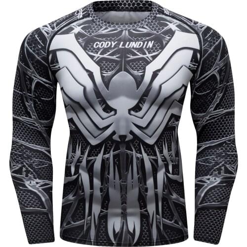 Men Long Sleeve O-Neck MMA Armor Printing T Shirts 2021 New Popular Design Outdoor Fitness Sports Shirts Tight Breathable
