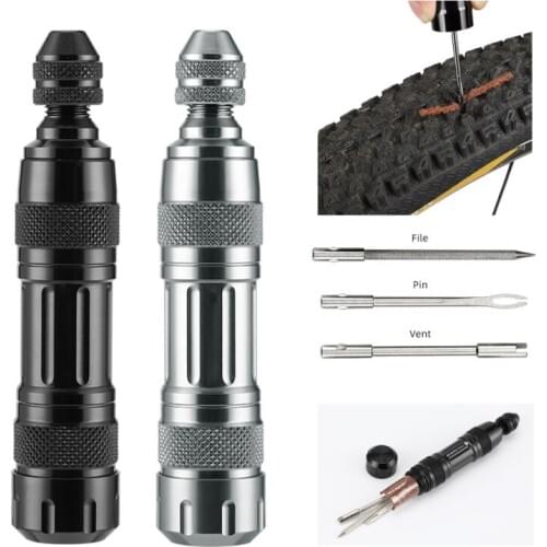 Universal Tire Repair Kit 5pcs Rubber Strip And Bicycle Tire Repair Drill For MTB Road Bike Tubeless Repair Tool Simple Set