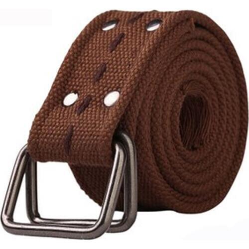 High quality Unisex Designer Canvas Belts For Women Simple Fashion Double Loop Buckle Waist band Female Riem Cinto Feminino