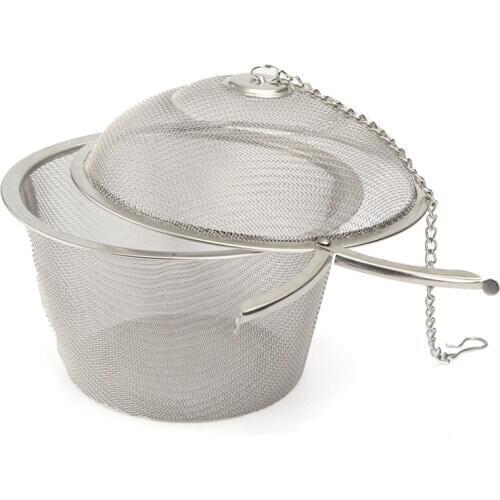 4.5/6.5/8.5/11cm reusable silver stainless steel mesh herb ball tea spice filter tea pot rock tea filter syringe spice
