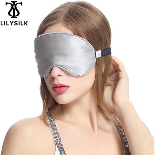 LilySilk Silk Eye Sleep Mask Women Masks Sleeping Eye Mask Men With Wide Elastic Band Silvergray Free Shipping