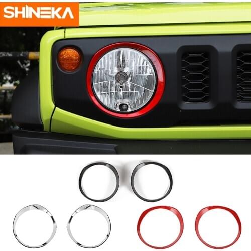 SHINEKA Lamp Hoods For Suzuki Jimny ABS Car Front Headlight Lamp Decoration Cover Stickers Accessories For Suzuki Jimny 2019