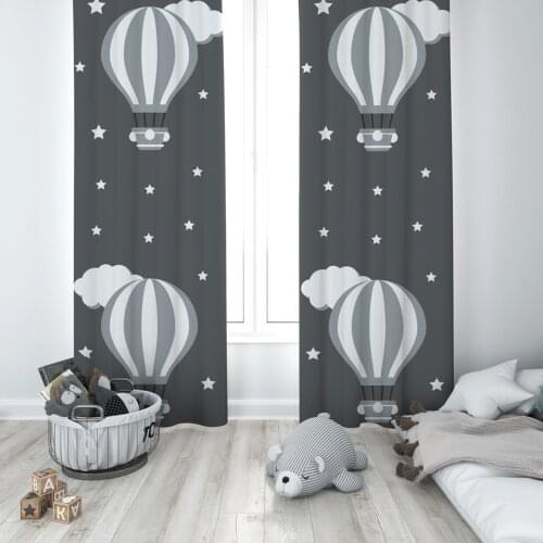 Curtains Children 3D Printed Decorative Items Home Childrens Room Air Ballon Night Black Model 015