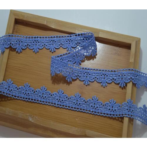 Somelace 2cm wide(14yds/lot)blue hollow wavy floral venice lace Hight quality lace fabrics embroidered lace18041416