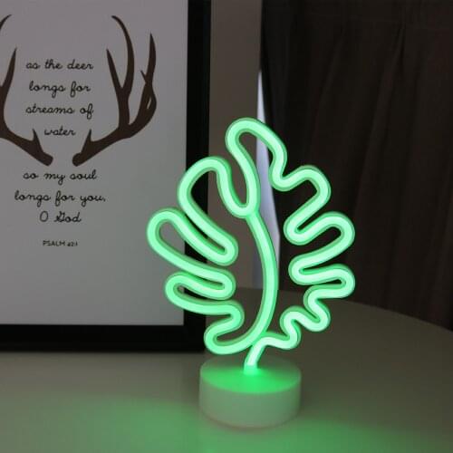 Led Neon Light Sign Holiday Xmas Party Wedding Decorations Kids Room Home Decor Green Leaf Night Lamp