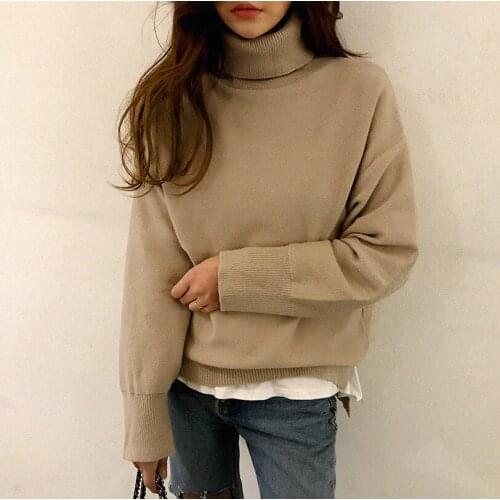 2021 New autumn winter Computer Knitted turtleneck Full Regular vintage sweater and Pullovers korean women winter clothe