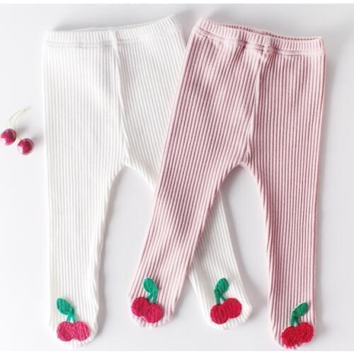 Sweet newborn baby pantyhose fall solid color stripe infant kids pants for girls trousers clothes toddler baby stocking children