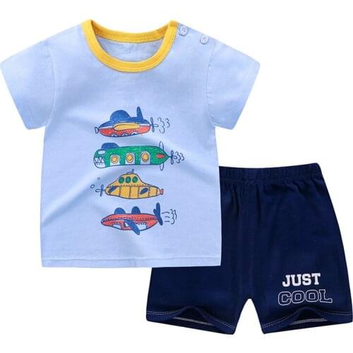 ZWF758 Children Clothes Summer Baby Girls Clothing Boys Casual T-Shirt Shorts 2Pcs/Sets Toddler Cotton Costume Kids Tracksuits