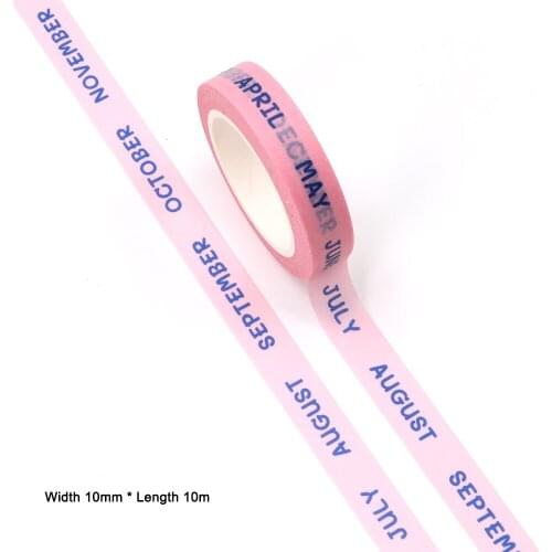1PC 10MM*10M Pick Month washi tape Masking Tapes Decorative Stickers DIY Stationery School Supplies