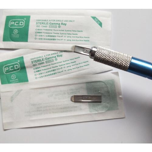 100 pcs PCD 21 Pin U Shape Blades Professional Eyebrow Permanent Makeup Mircoblading Manual Tattoo Blades
