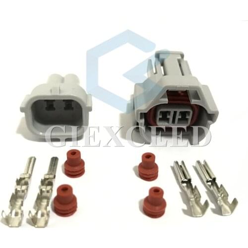 2 Sets Nippon Denso 6189-0060 Automotive Connector 2 Pin Waterproof Male And Female Top Slot Fuel Injector Connector