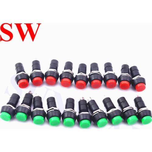 20pcs Arcade Machine 12mm Push Button Momentary Switch 3A 150V Red green small set switch 2PIN Plastic Arcade ON Switched