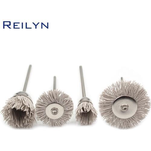 4 pcs dunpont fiber brush nylon polishing disc dunpont mop wheel polishing roller shank 3mm for electric grinder wood polishing