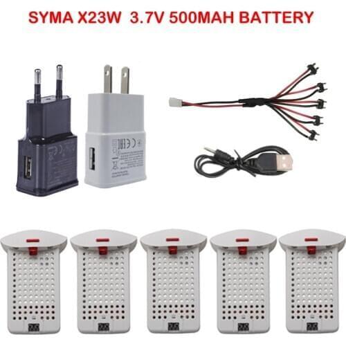 Syma X23 / X23w drone original battery RC Quadcopter Spare Parts Accessories 3.7V 500mAh Battery and Charger 5-1 Cable