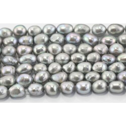 APDGG Genuine wholesale 5strands 11-12mm AA nugget baroque irregular silver gray pearl strands loose beads women lady jewelry DI