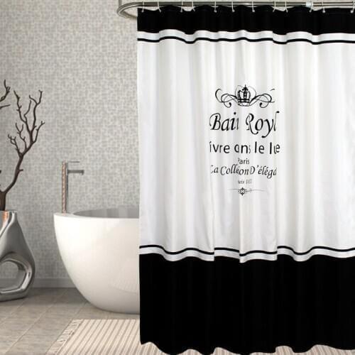 White and Black Shower Curtains with Letter Print Waterproof Gormmet Hotel Bathroom Curtain Polyester Fabric Home Decorations