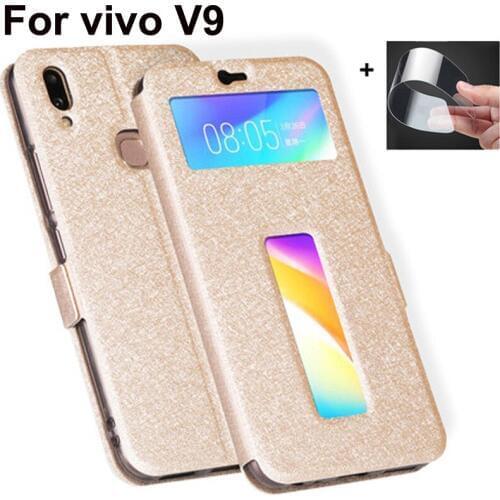 Open window cover For vivo V9 Case cover PU leather Cases For vivo V9 flip shell coque vivoV9 back cover For vivo V 9 case