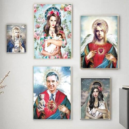 Virgin Mary Portrait Canvas Painting Wall Art Picture Home Decor Posters and Prints Living Room Catholic Church Besdroom Cuadros