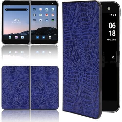 For Microsoft Surface Duo Case Crocodile Flip PU Leather Hard Fold Back Cover For Microsoft Surface Duo Phone Bag Case