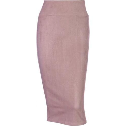 New Women Elegant Skirts Solid Color High Waist Stretch Split Bodycon Casual Office Ladies Pencil Midi Skirts Party