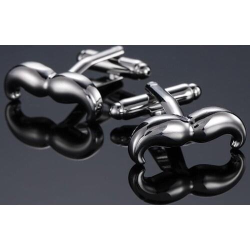 Brand new high quality beard Cufflinks fashion suit Brand Jewelry Silvery Cufflinks mens business shirt badge pin gift