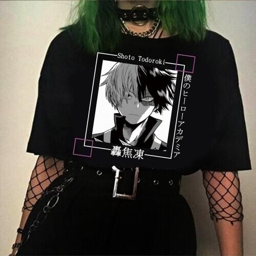 Japanese Anime My Hero Academia Shoto Todoroki T Shirt Harajuku Boku No Hero Academia T-shirts Tops