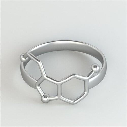Hfarich Serotonin Molecule Ring Chemistry Neurotransmitter Science Jewelry Rings for Women Girl Gifts Valentines Day gift