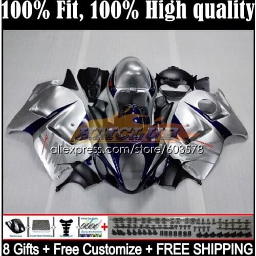 Injection For SUZUKI Hayabusa GSXR1300 96 97 98 99 00 01 20CL.28 GSXR 1300 CC 2002 2003 2004 2005 2006 2007 Fairing Blue silver