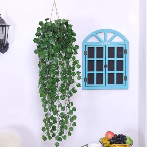 2pcs/Lot Artificial Wall Hanging Green Leaf Vines Silk Creeper Plants Grape Leaves Ivy Garland Home Garden Wedding Party Decor