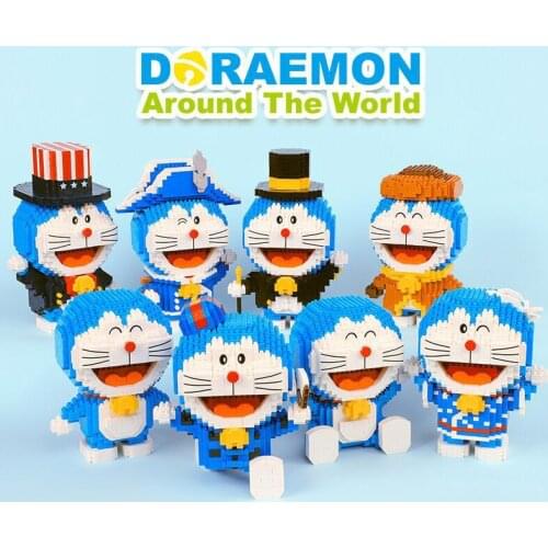 Classic japan cartoon image micro diamond block doraemon robot cat building brick model nanobricks toys for children gifts