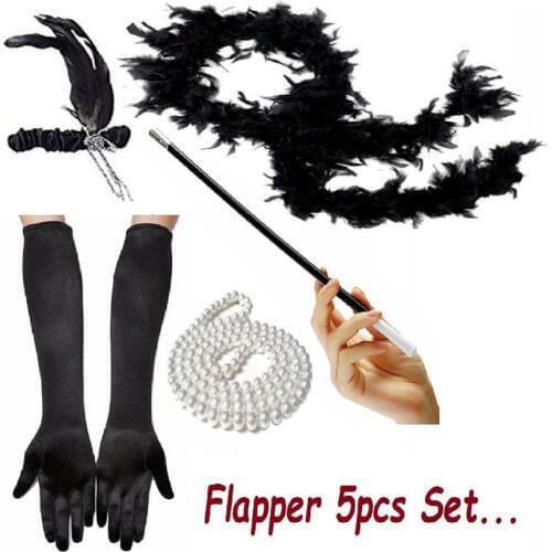 1920s Flapper girl fancy dress Accessories Ladies Cosplay Costume 20s Theme Charleston Party Outfit Hen Party Photobooth Props