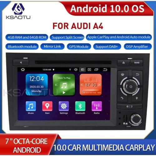 KSAOTU 7096 7" 8-Core Android 10.0 Car Stereo Carplay DSP DAB+ GPS WiFi USB DVB-T 4G TPMS Canbus OBD2 For AUDI A4