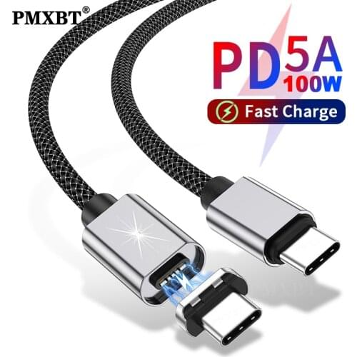 100W Magnetic USB C PD Cable Type C To USB C For Huawei P40 Samsung S20 S10 Xiaomi Redmi 11 10 Macbook Pro Laptop Magnet Cable