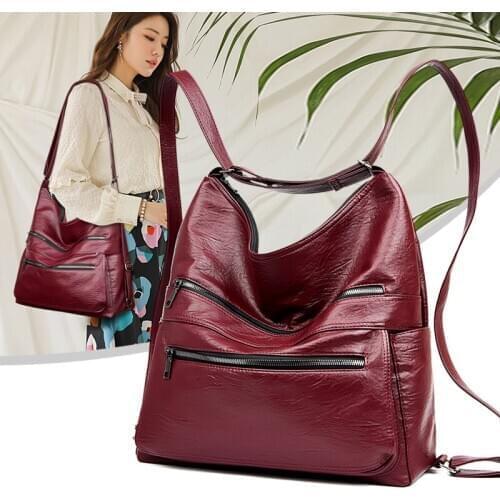 Female Soft PU Leather Multifunction Handbags Vintage Women Shoulder Bag High Quality Crossbody Bags For Women Sac A Main Bolsa