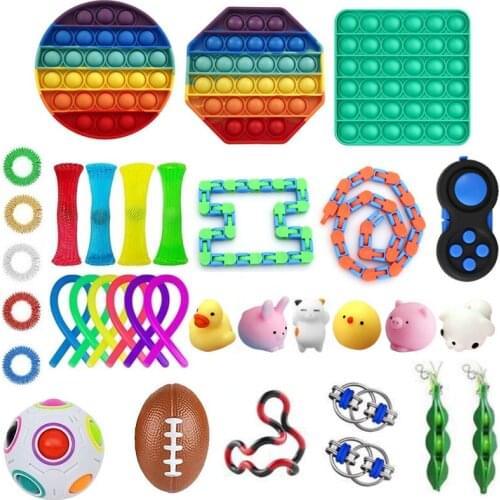 Anti Stress Set Stretchy Strings Push Gift Adults Children Squishy Sensory Antistress Relief Funny Fidget Toy Kits Squeeze Soft