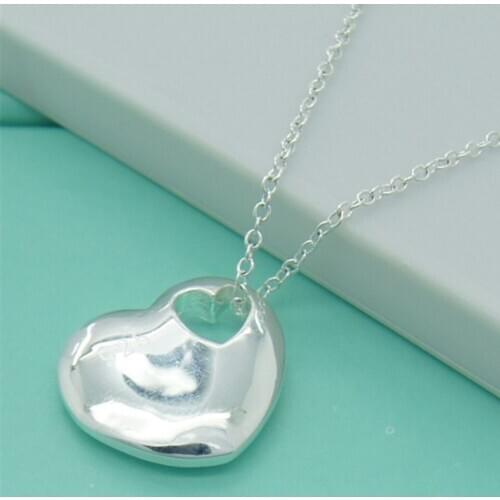 Wholesale Silver 925 Jewelry Necklace Fashion Elegant Heart Love Women Pendant Necklaces High Quality Party Gift