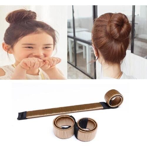 21/42cm Girl Wig Hair Curls Accessory Bud Ball Hair Band French Periwig Tool Twist Kids Bun Maker Child Hair Accessory Dropship