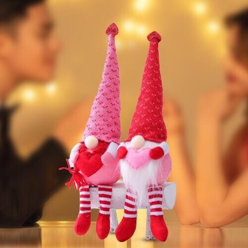 1pc Valentines Day Gnome Plush Faceless Doll Decorations Figurines Kid Toy Decorations Lover Gift Valentines Present