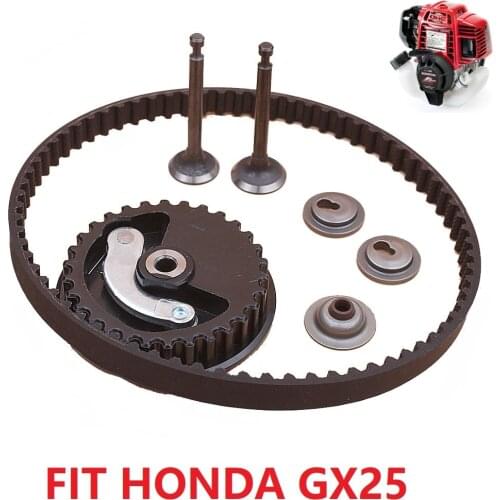 Camshaft Pulley & Timing Belt & Intake Exhaust Valve Retainer Stem Seal Kit For Honda GX25 Trimmer Brushcutter 4 Stroke Engine