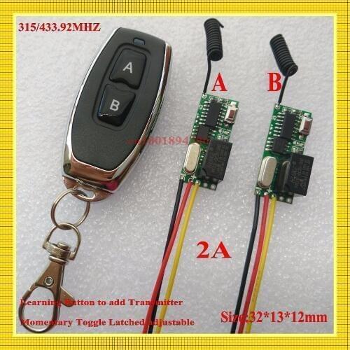 DC 3V 5V Relay Micro Remote Switch 315/433 2A Receiver Transmitter Mini Size Wireless Switch Learning Code ASK Smart Home Switch