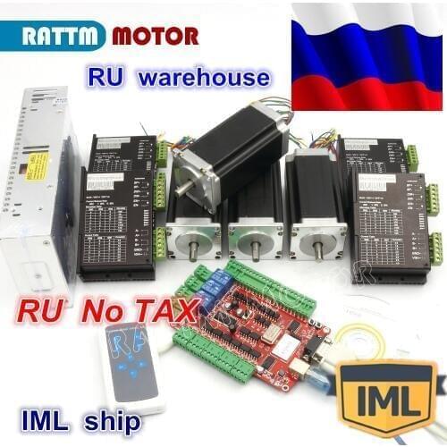 RU ship 4 Axis USB CNC Controller kit Nema23 Stepper Motor 425oz-in 112mm,3A Dual Shaft & FMD2740C Driver& 400W 36V power supply