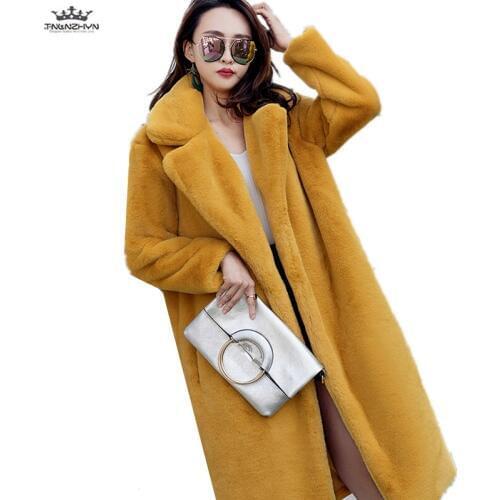2019 autumn winter women Mink Fur velvet fur coat long boutique fashion Plush fur coat female loose thick warm jackets Parka A67
