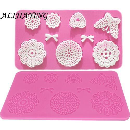 Sugarcraft butterfly Flower and Bow Lace Cupcake Silicone mat mold fondant mold cake decorating tools chocolate mold D0411