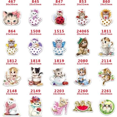 DIY Craft Supplies Sewing Accessories Cartoon Cat Printed Planar Resins Mold 30 Pieces. PR-467