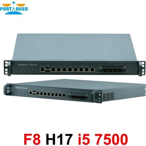 Enterprise grade 1U rackmout 8 Lan firewall network security computer with Intel Core i5 7500 and 4 fiber 1000M LAN