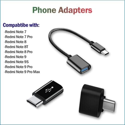 USB Type-C Adapters for Xiaomi Redmi Note 7 8 9s 9 Pro Max 8A Mi 9T Connector Type C OTG Adapter USB-C Charging Cable Converter